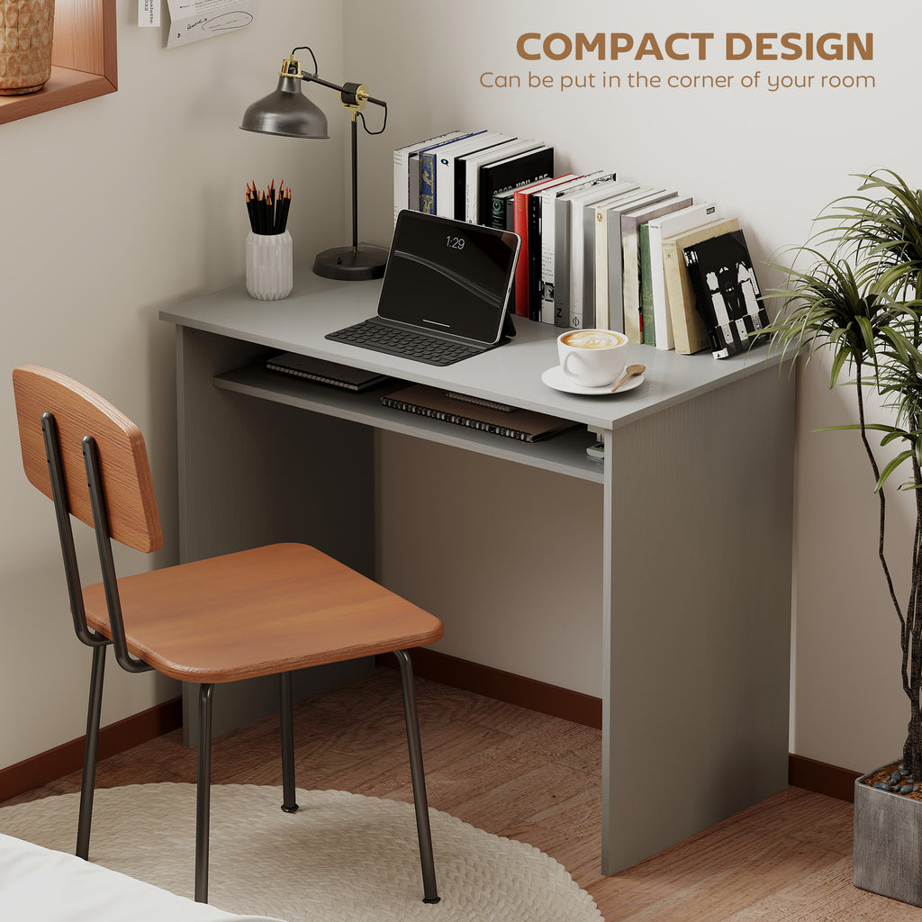 Writing Desk Laptop Table Workstation with Shelf Home Office Black Wood Grain