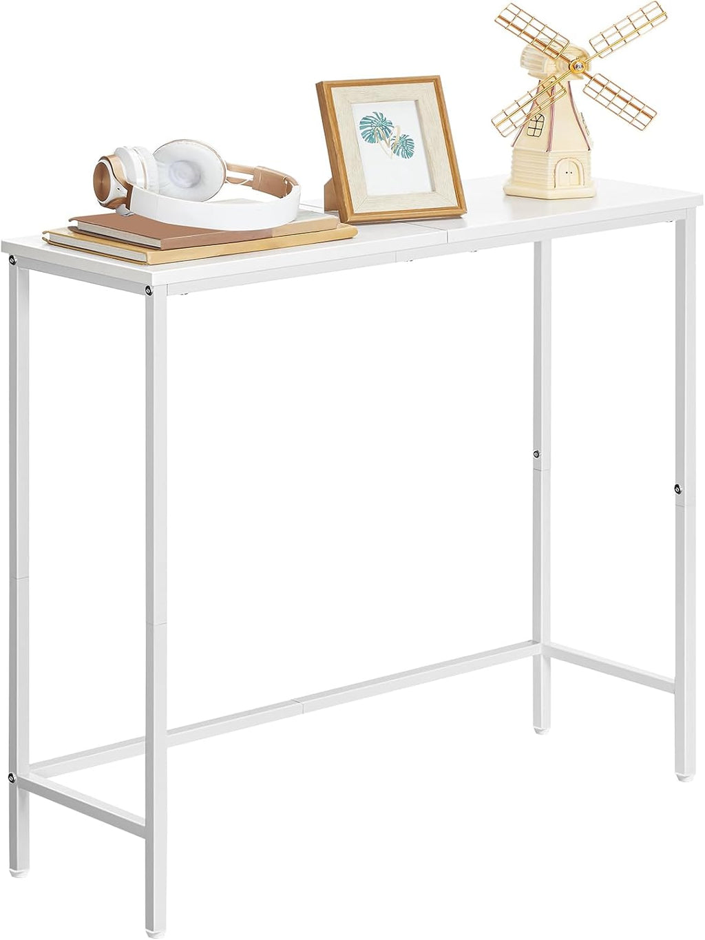Console Table, Slim Console Table for Hallway, Metal Frame, Compact Display Table, Sofa Table for Small Spaces, Entryway, Living Room, Sturdy, Metal Frame, White EWW75XG01