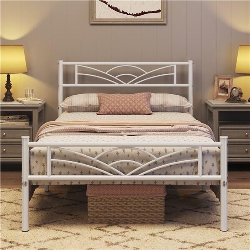 3Ft Single Bed Frame Mattress Foundation Metal Iron Bed with Under-Bed Storage