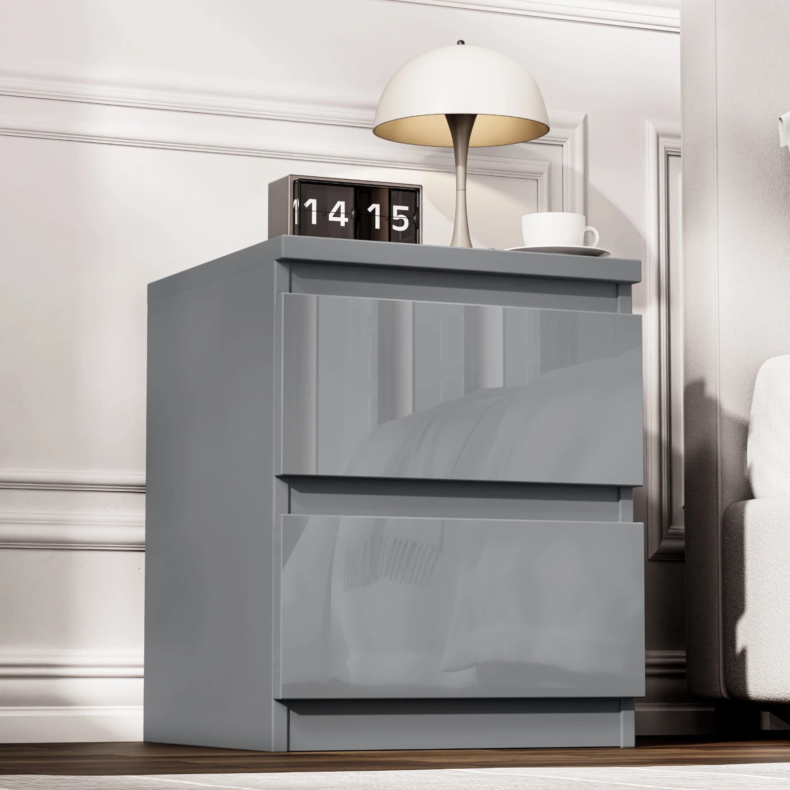 High Gloss Chest of Drawers Bedside Cabinet Tall Wide Storage Bedroom Furniture