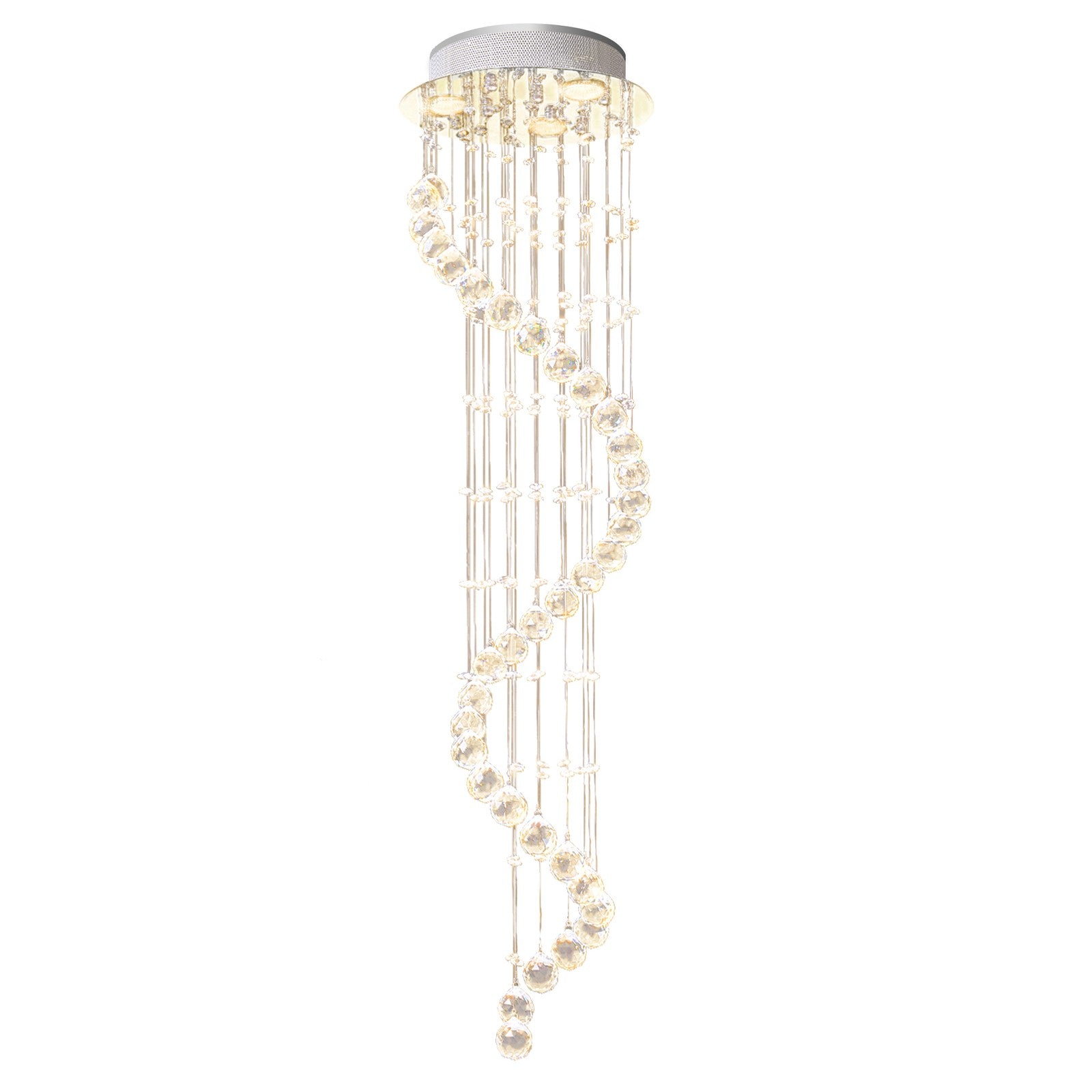 HOMCOM Modern Crystal Droplet Ceiling Light Stainless Steel Bedroom Hallway