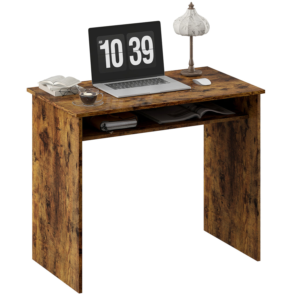 Writing Desk Laptop Table Workstation with Shelf Home Office Black Wood Grain