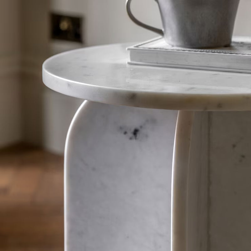 Amalfi White Marble Side Table