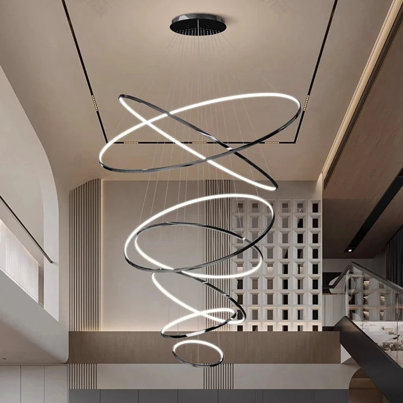 Living Room Decoration Pendant Lights Modern Dining Room Lamps for Living Room Smart Ring Lamp Stair Lamp