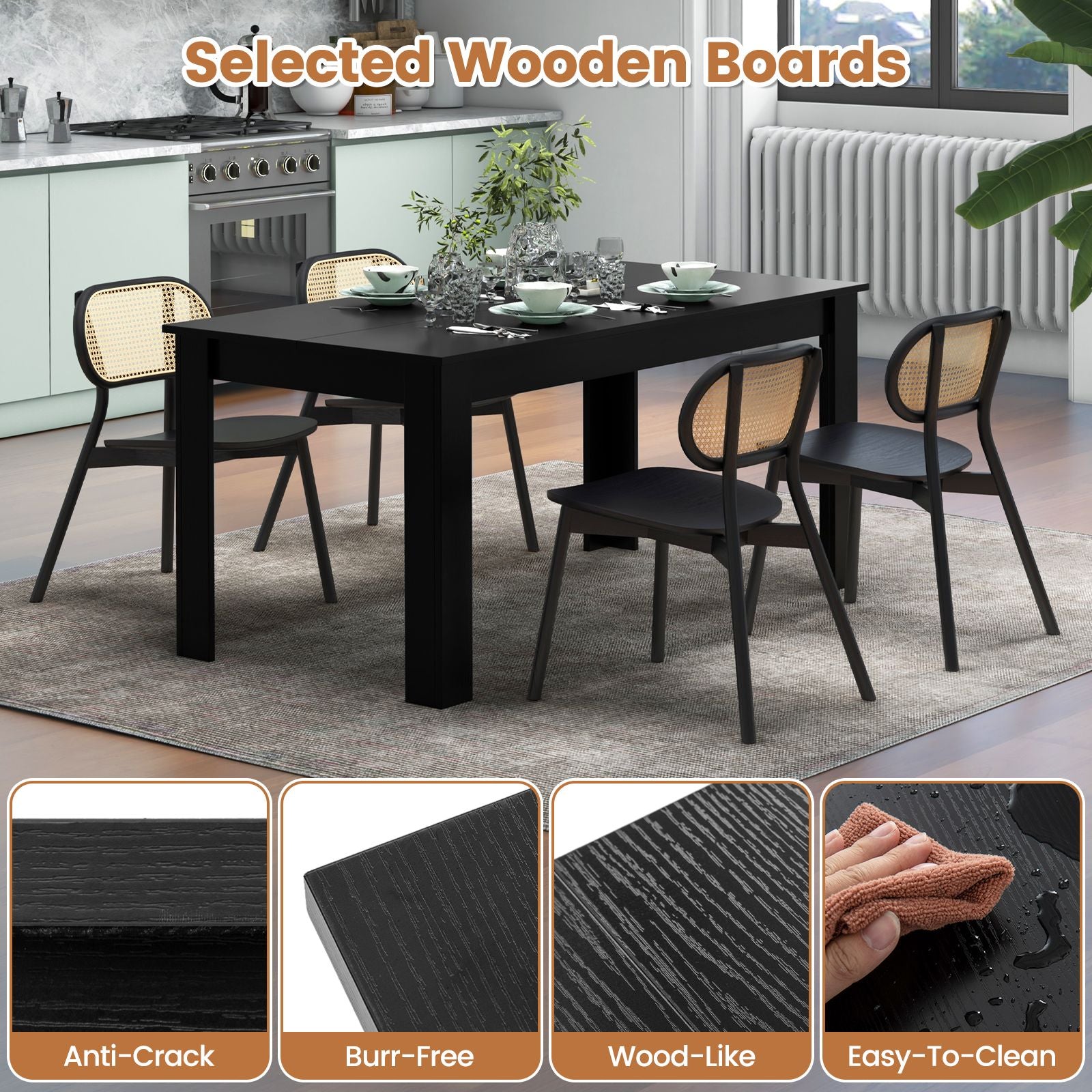 Modern Rectangular Kitchen Table for Breakfast Nook, Kitchen