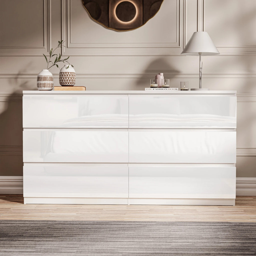 High Gloss Chest of Drawers Bedside Cabinet Tall Wide Storage Bedroom Furniture