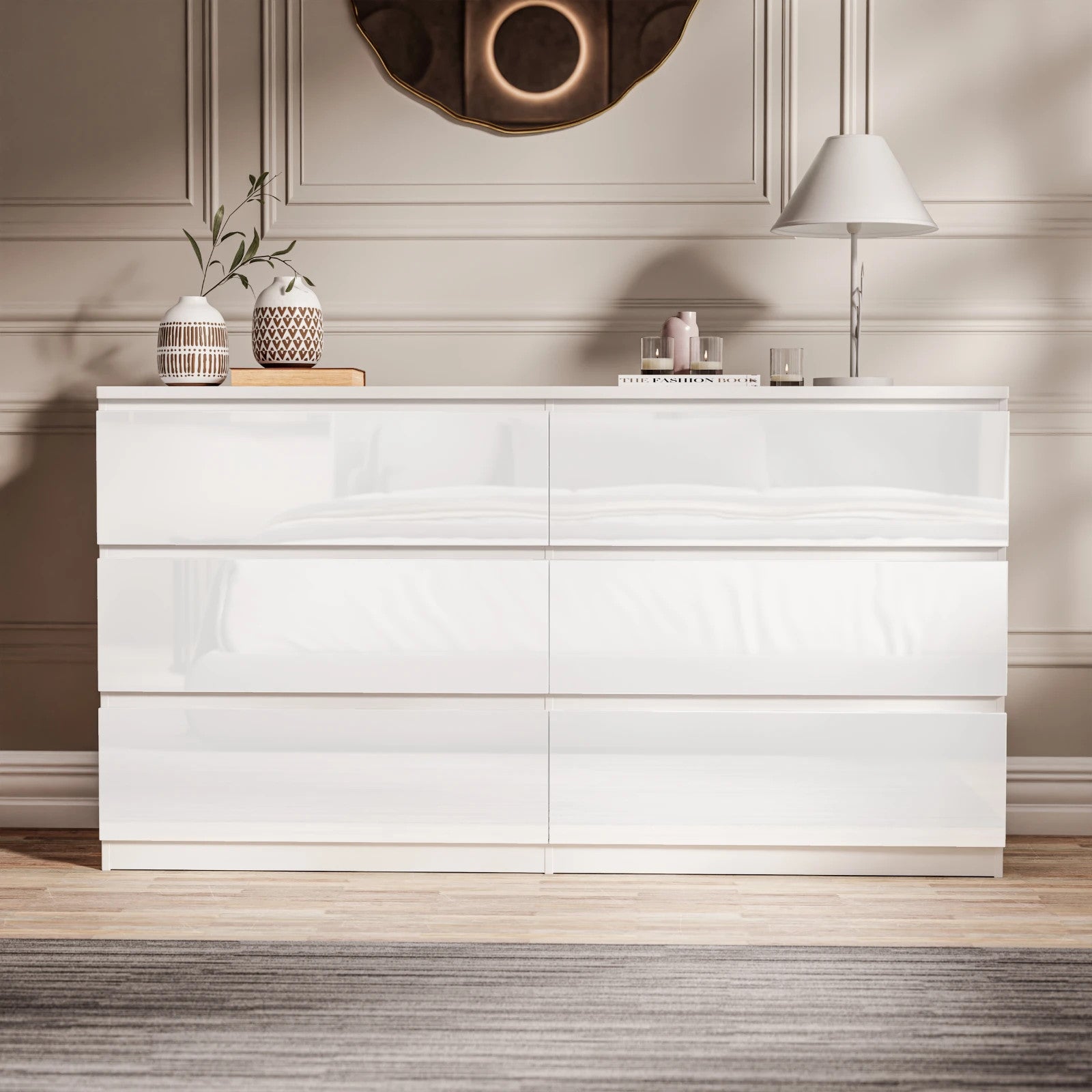 High Gloss Chest of Drawers Bedside Cabinet Tall Wide Storage Bedroom Furniture