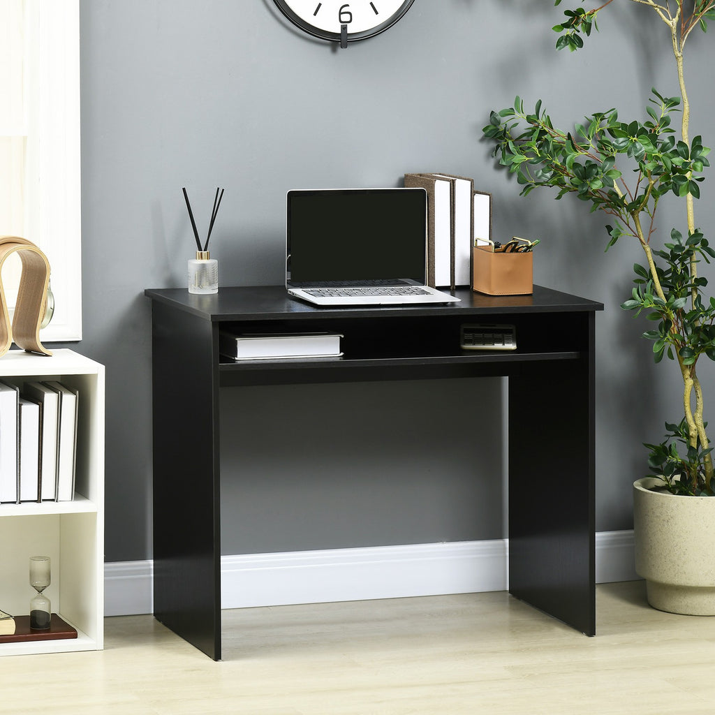 Writing Desk Laptop Table Workstation with Shelf Home Office Black Wood Grain