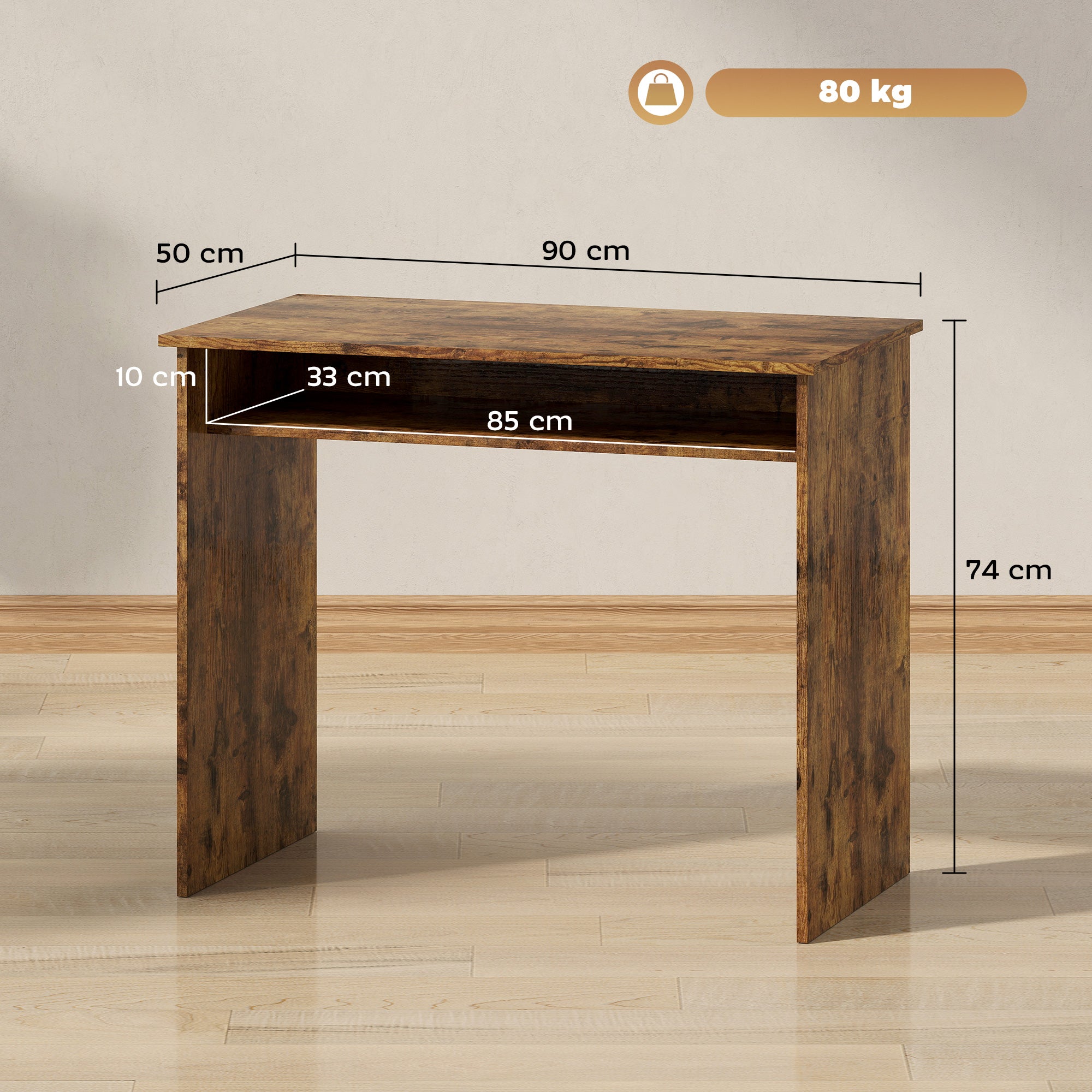 Writing Desk Laptop Table Workstation with Shelf Home Office Black Wood Grain
