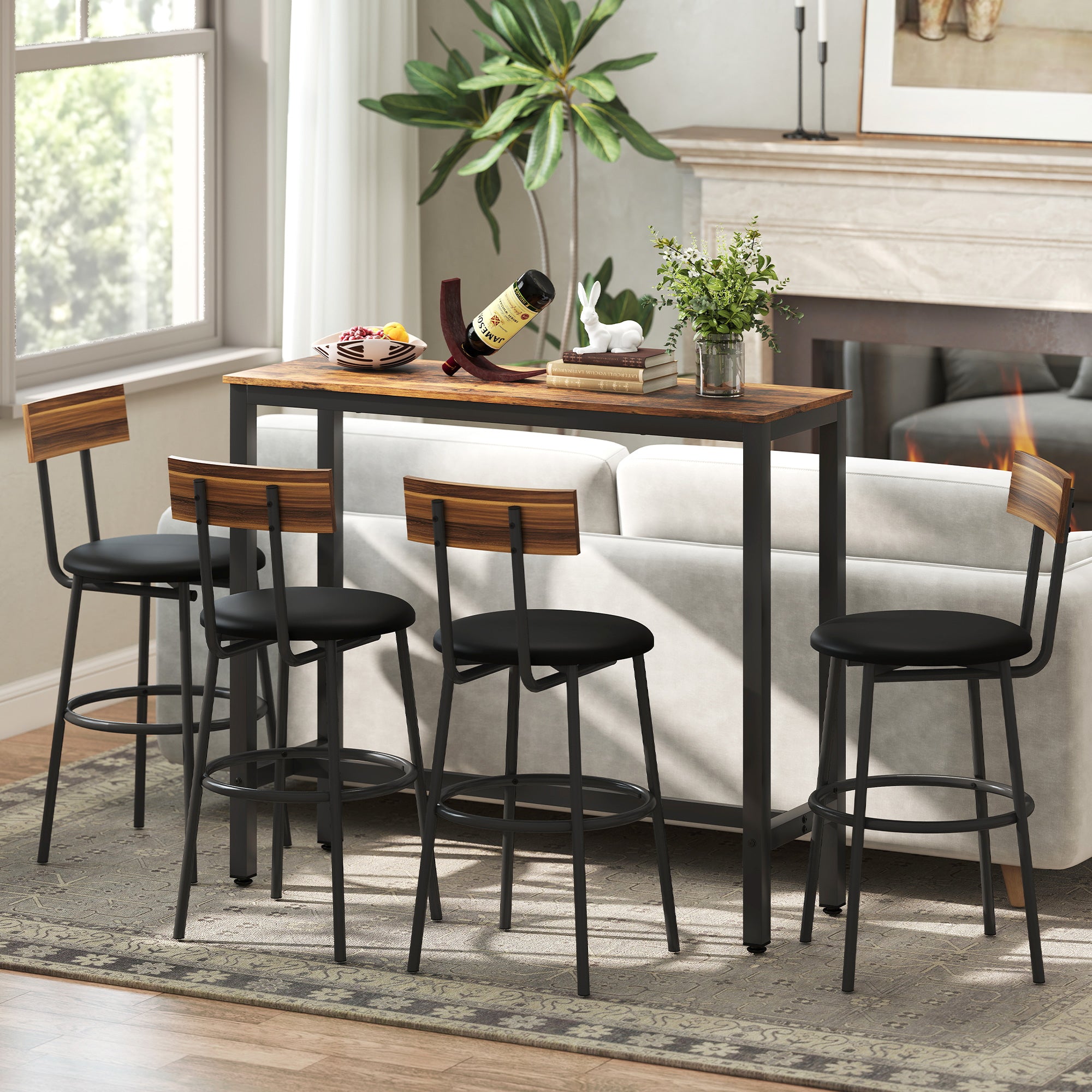 Bar Table Breakfast Dining Coffee Table W/ Adjustable Footpads
