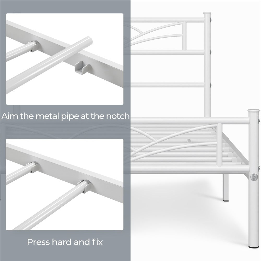 3Ft Single Bed Frame Mattress Foundation Metal Iron Bed with Under-Bed Storage