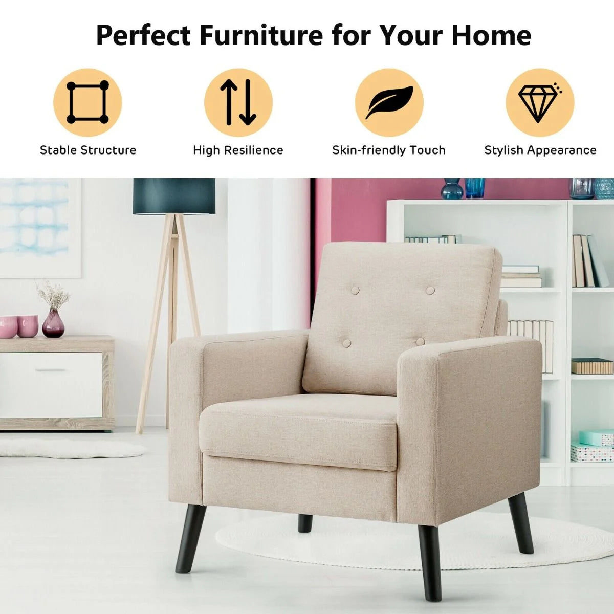 Modern Upholstered Accent Sofa Chair for Living Room