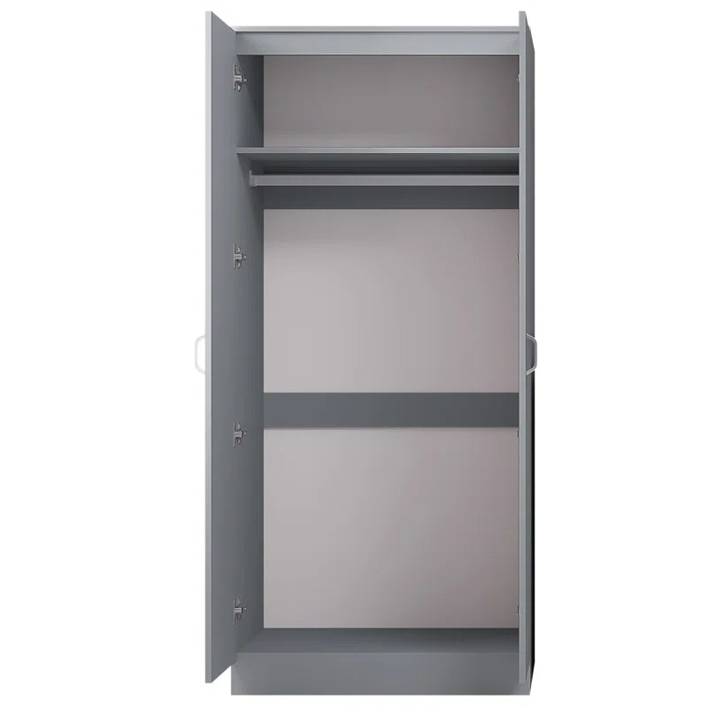 Lycinda 2 Door Double Wardrobe - Matt Finish, Scratch Resistant, Brushed Chrome Metal Handles