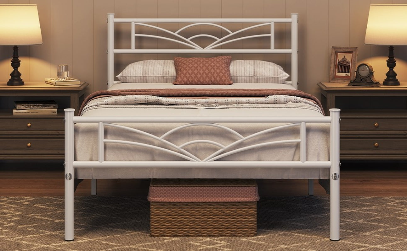 3Ft Single Bed Frame Mattress Foundation Metal Iron Bed with Under-Bed Storage