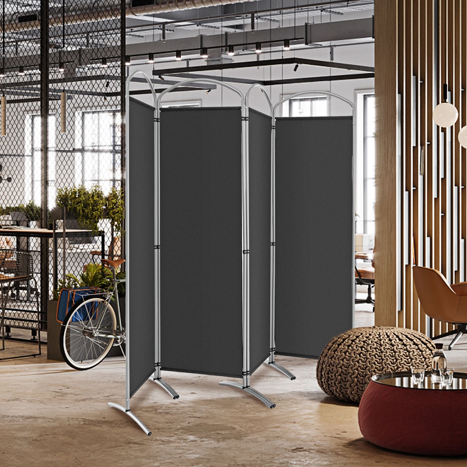 4 Panel Freestanding Folding Room Divider for Living Room Office