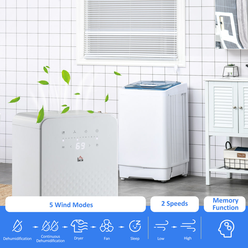2L Dehumidifier and Air Filter, 24H Timer for Home Laundry Basement