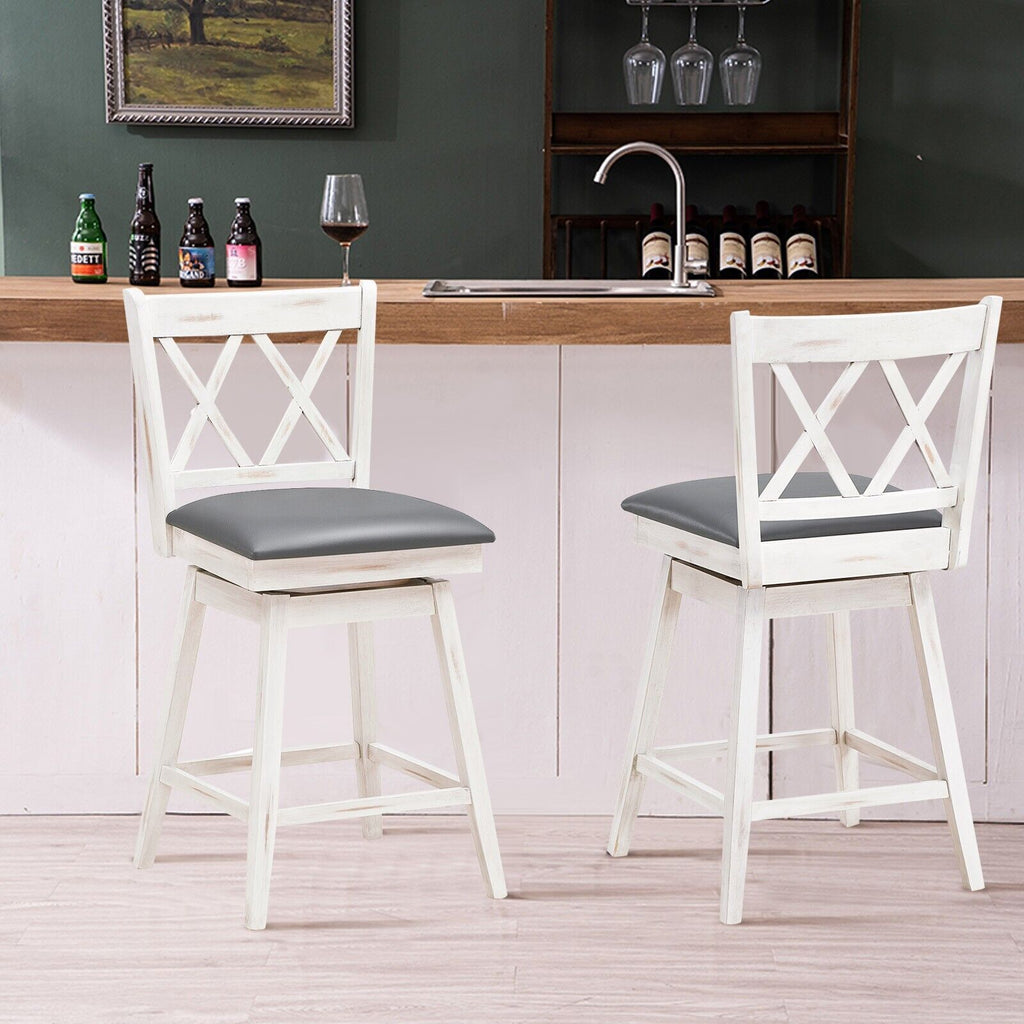 Set of 2 Counter Height Bar Stool with Ergonomic Backrest