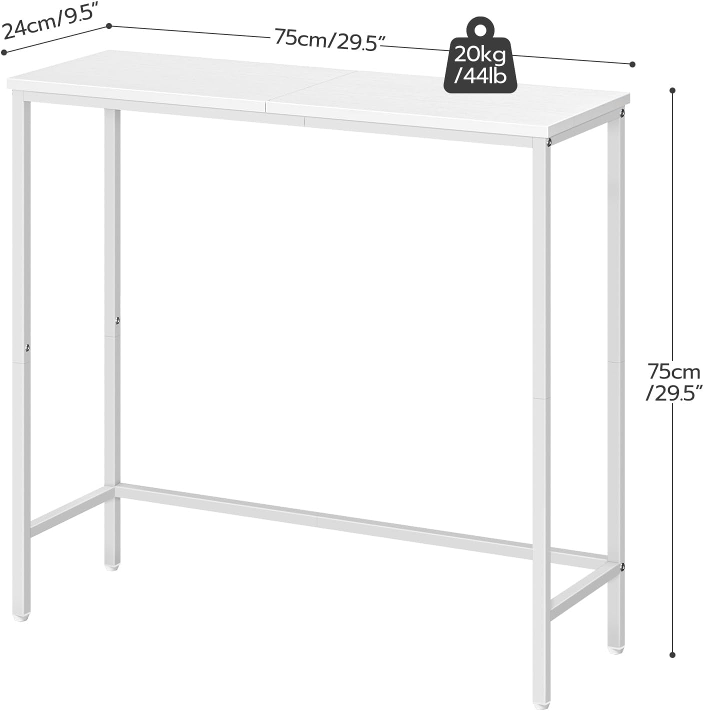 Console Table, Slim Console Table for Hallway, Metal Frame, Compact Display Table, Sofa Table for Small Spaces, Entryway, Living Room, Sturdy, Metal Frame, White EWW75XG01