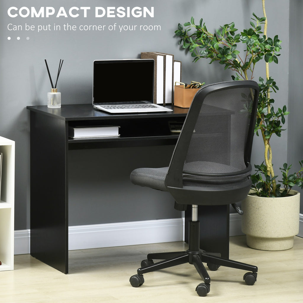 Writing Desk Laptop Table Workstation with Shelf Home Office Black Wood Grain