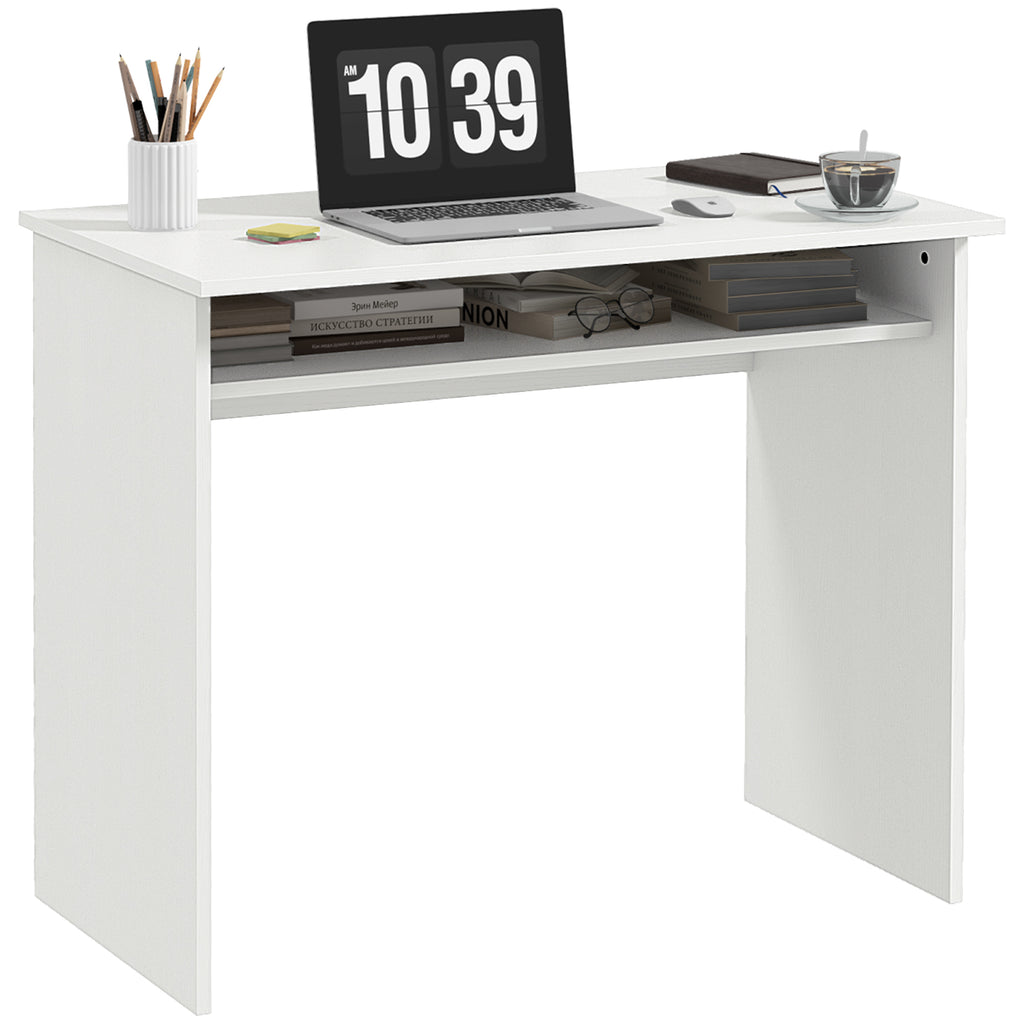 Writing Desk Laptop Table Workstation with Shelf Home Office Black Wood Grain