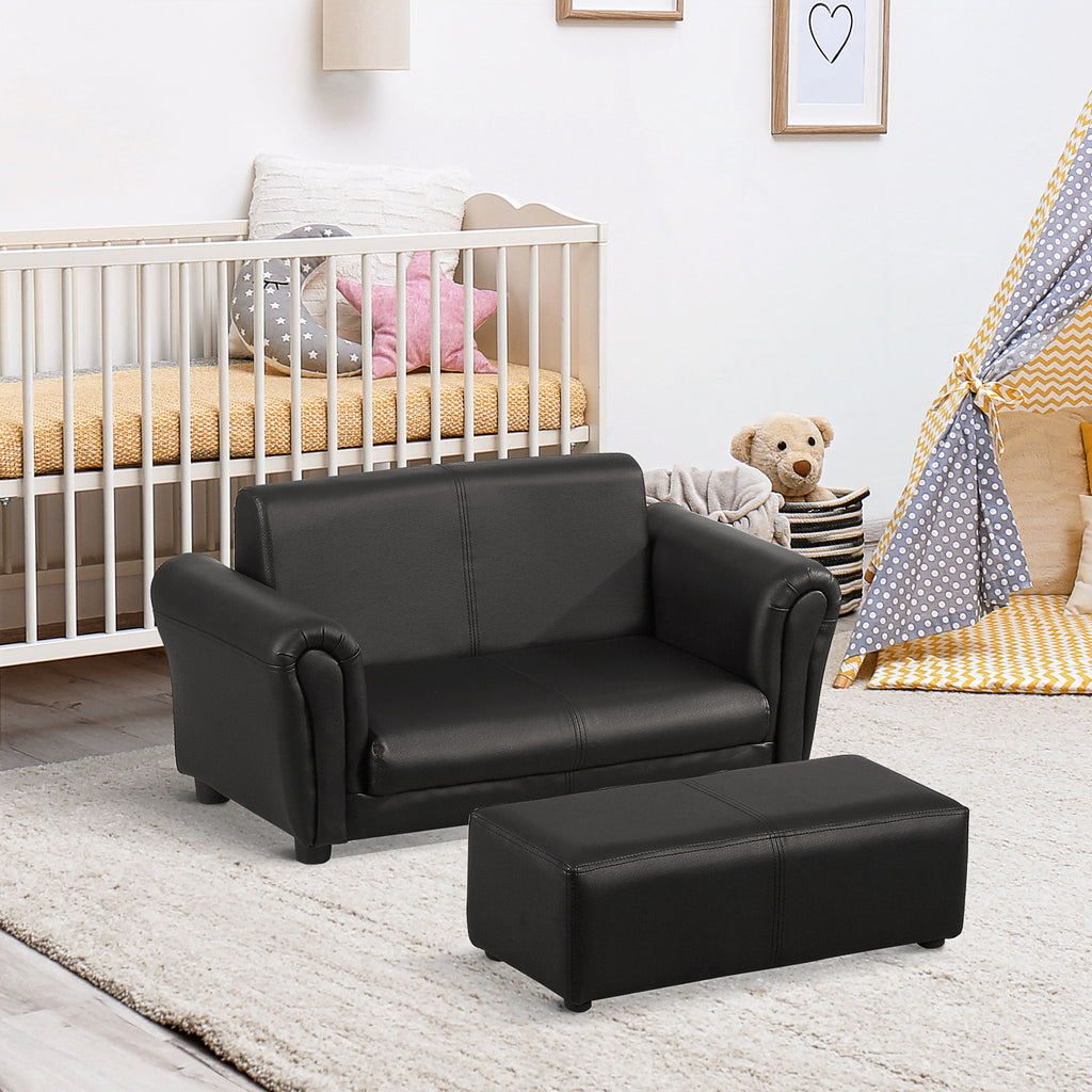Kids Sofa Set, 2 Seater Children Armchair Furniture with Footrest