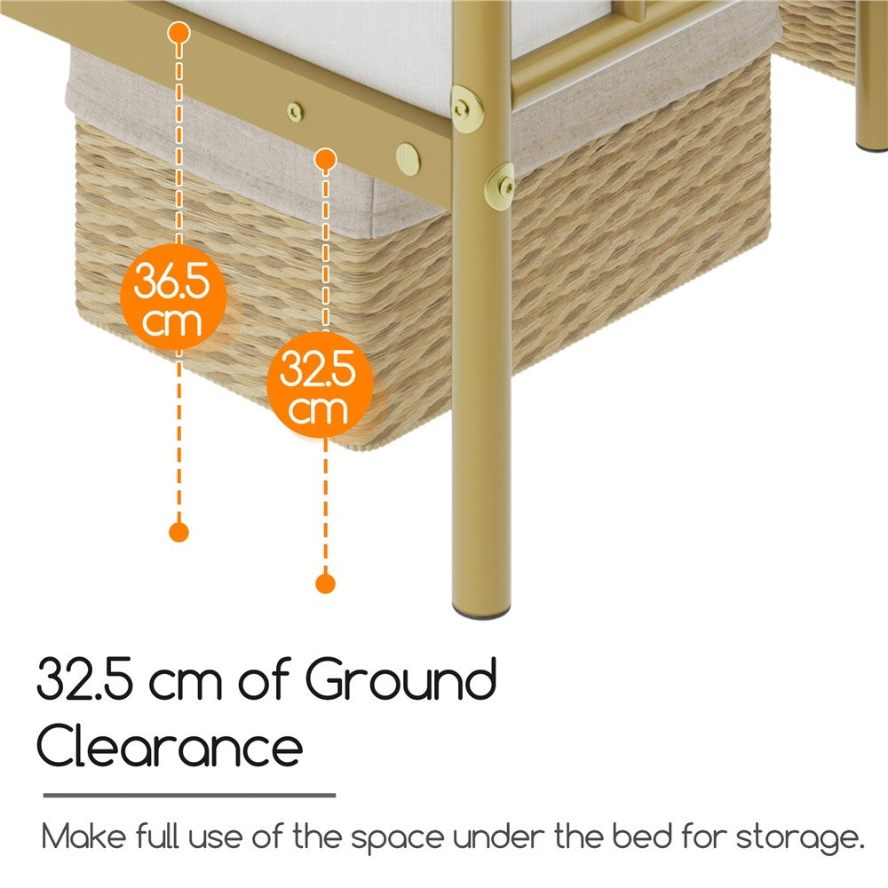 3Ft Single Bed Frame Mattress Foundation Metal Iron Bed with Under-Bed Storage