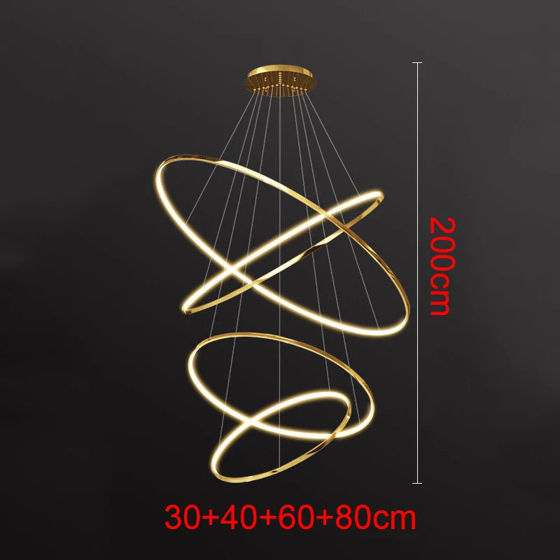 Living Room Decoration Pendant Lights Modern Dining Room Lamps for Living Room Smart Ring Lamp Stair Lamp