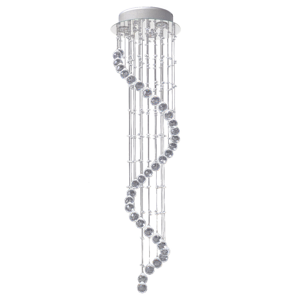 Modern Crystal Droplet Ceiling Light Spiral Cascading Chandelier Lamp Bedroom