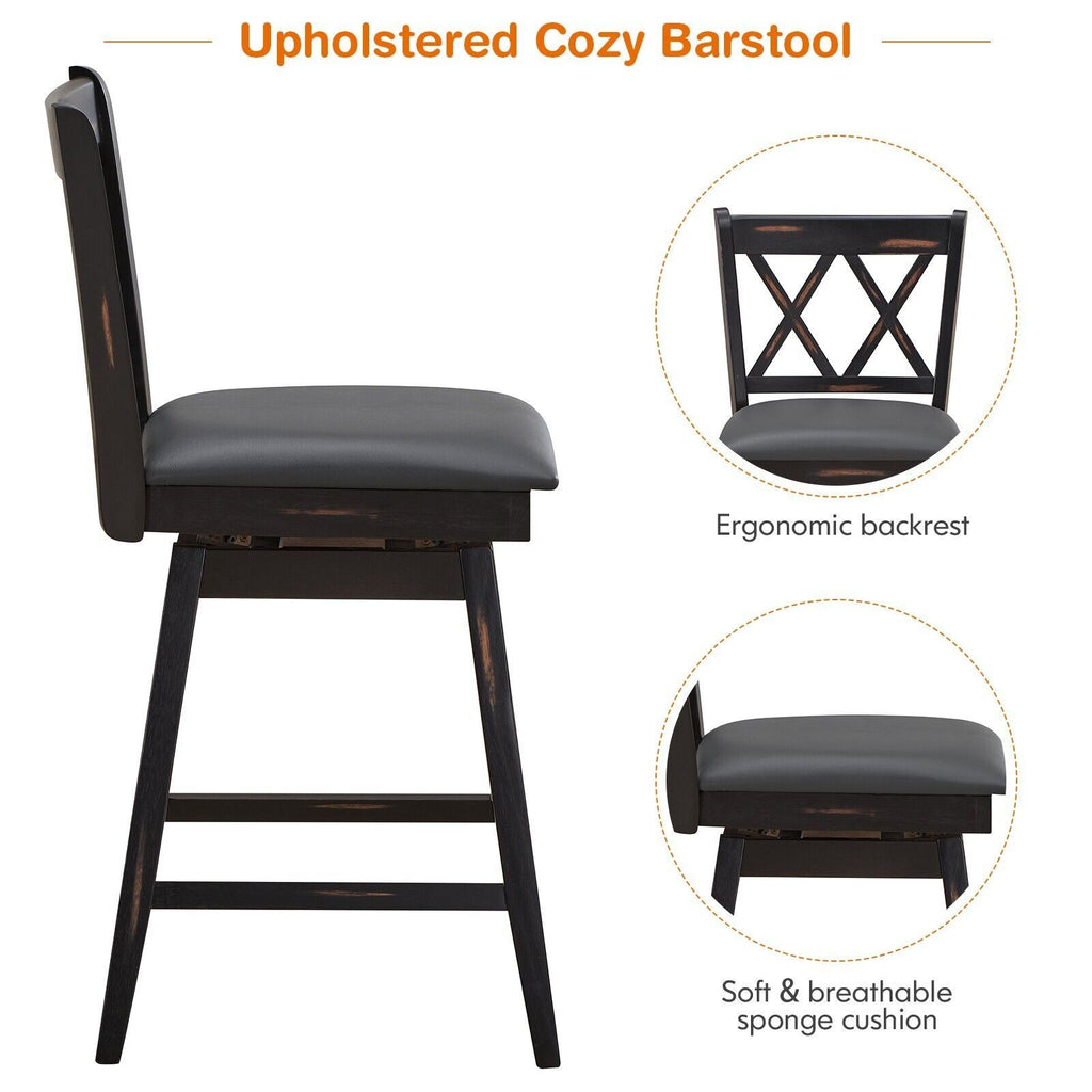 Set of 2 Counter Height Bar Stool with Ergonomic Backrest