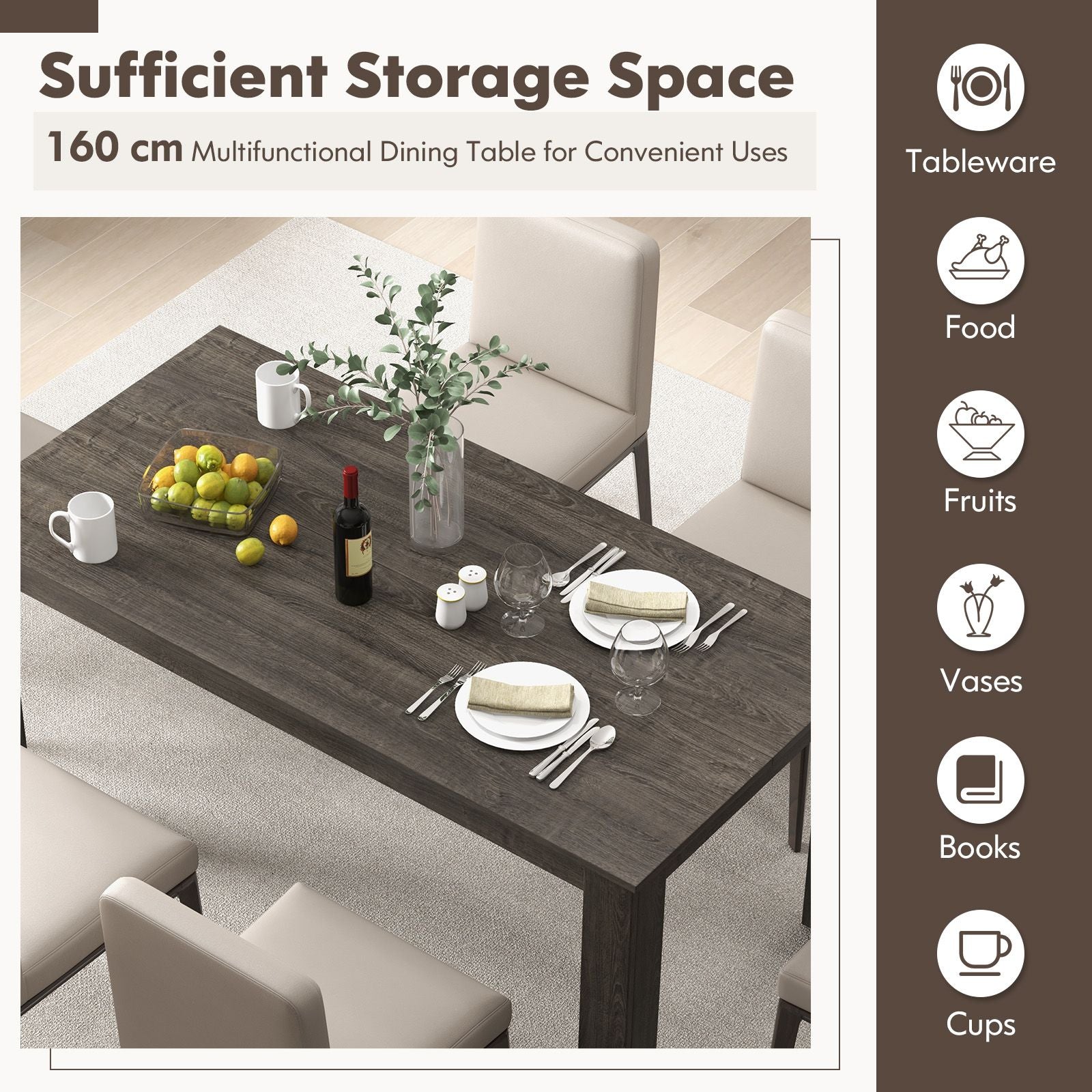 Modern Rectangular Kitchen Table for Breakfast Nook, Kitchen
