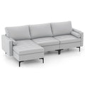Extra Large L-Shaped Sofa with 4 USB Ports, Solid Metal Legs
