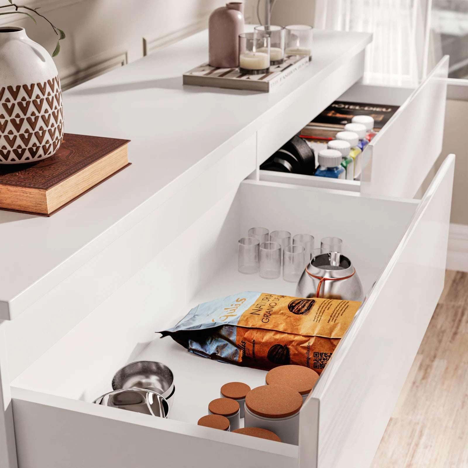 High Gloss Chest of Drawers Bedside Cabinet Tall Wide Storage Bedroom Furniture