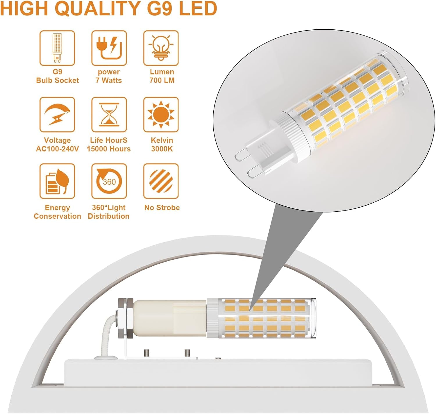 LED Wall Lights Indoor Modern White Plaster Wall Wash Lights 7W Warm White LED Sconce up and down Wall Lamp for Living Room, Bedroom, Hallway (G9 LED Bulb Include)