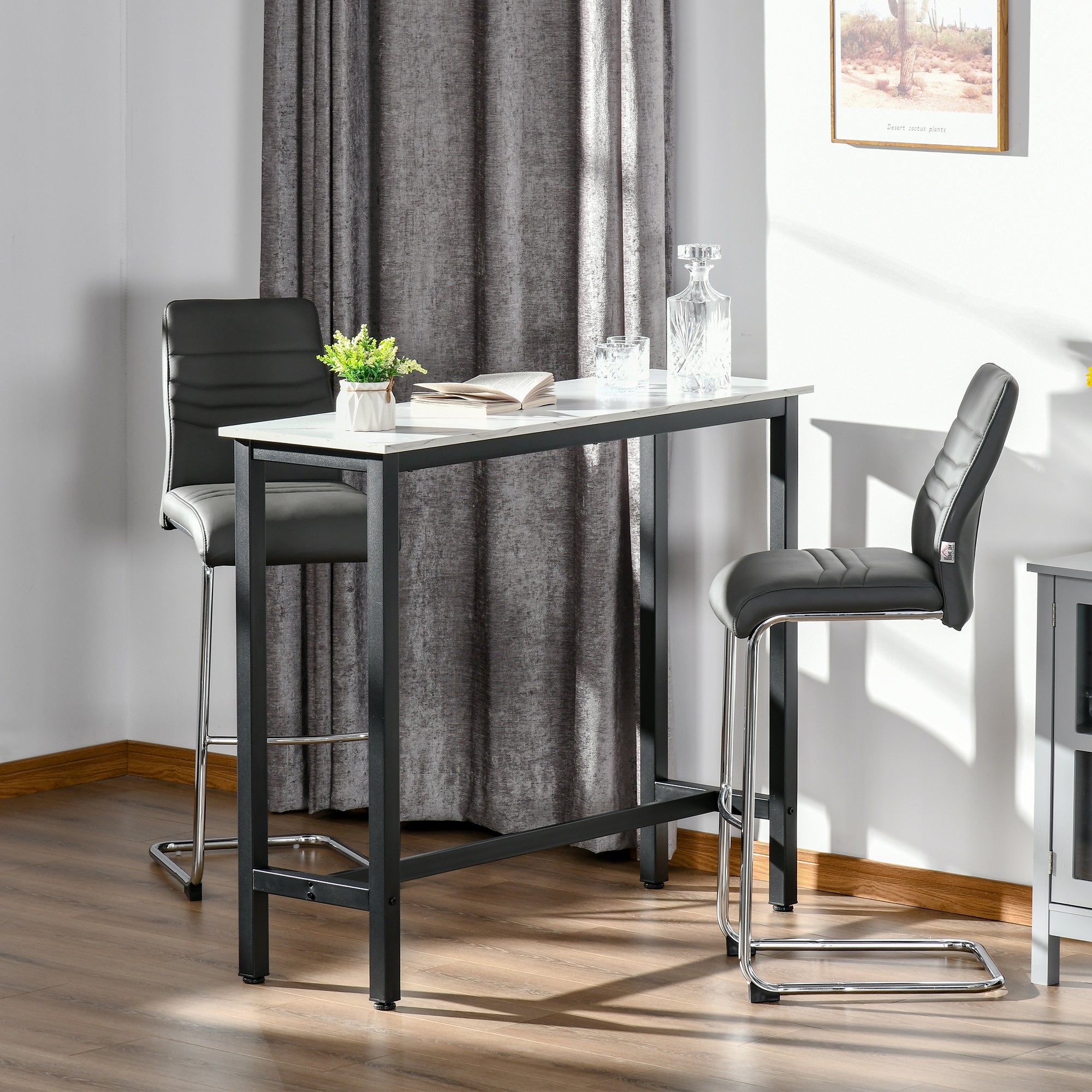 Bar Table Breakfast Dining Coffee Table W/ Adjustable Footpads