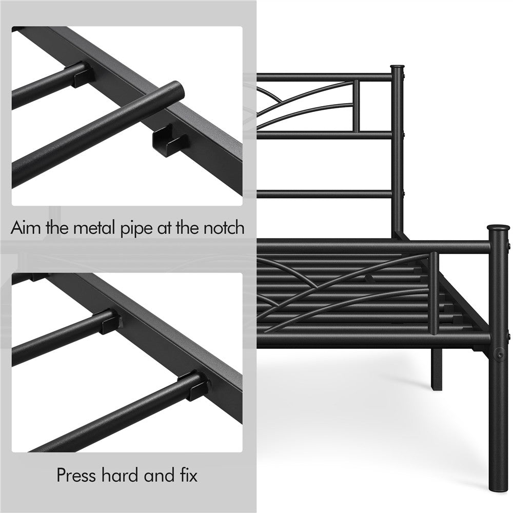 3Ft Single Bed Frame Mattress Foundation Metal Iron Bed with Under-Bed Storage