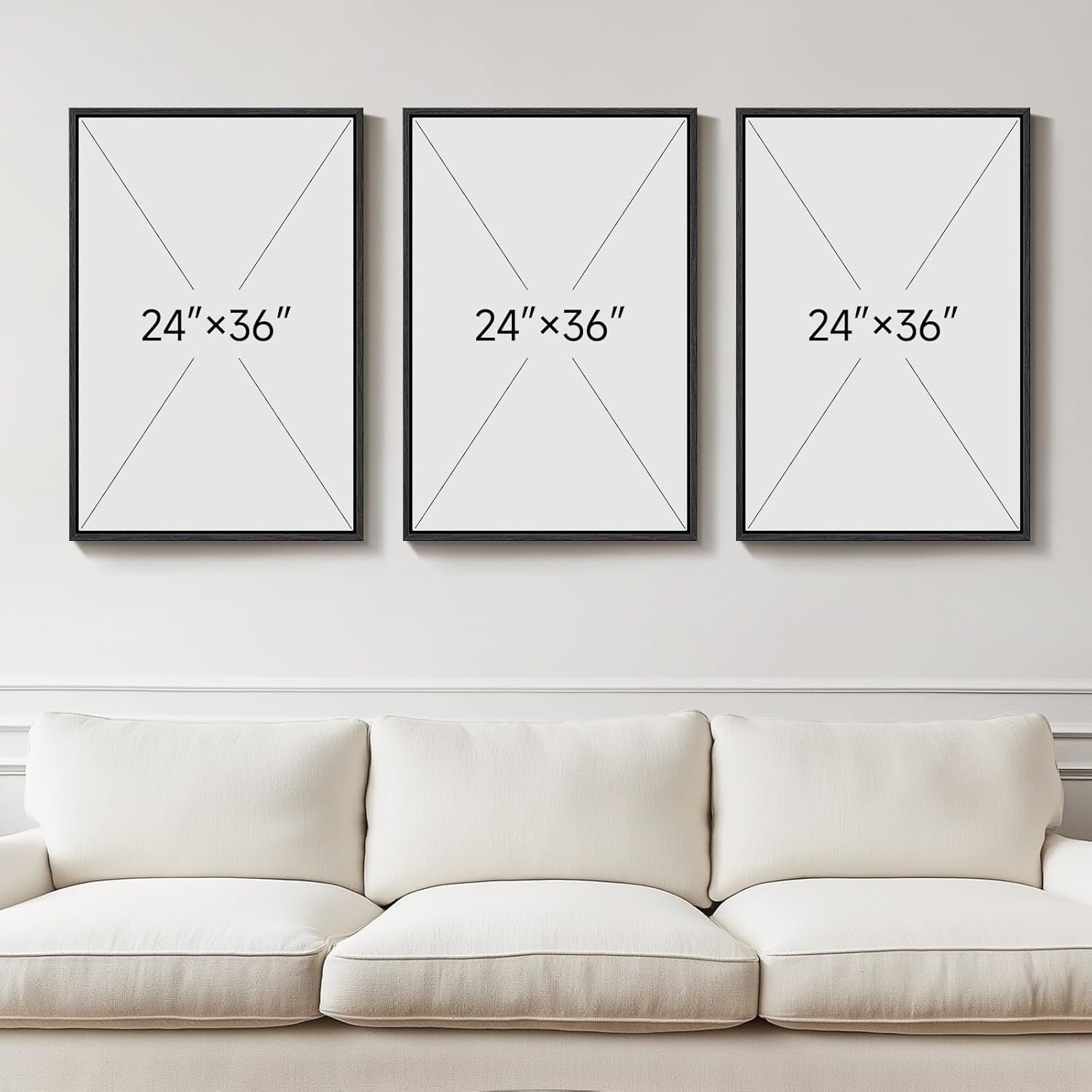 Large Framed Navy Blue and Grey Abstract Wall Art for Living Room, 3 Piece Modern Canvas Prints Paintings Artwork for Walls, Minimalist Abstract Pictures Wall Decor for Hallway Office Bedroom 24X36 In