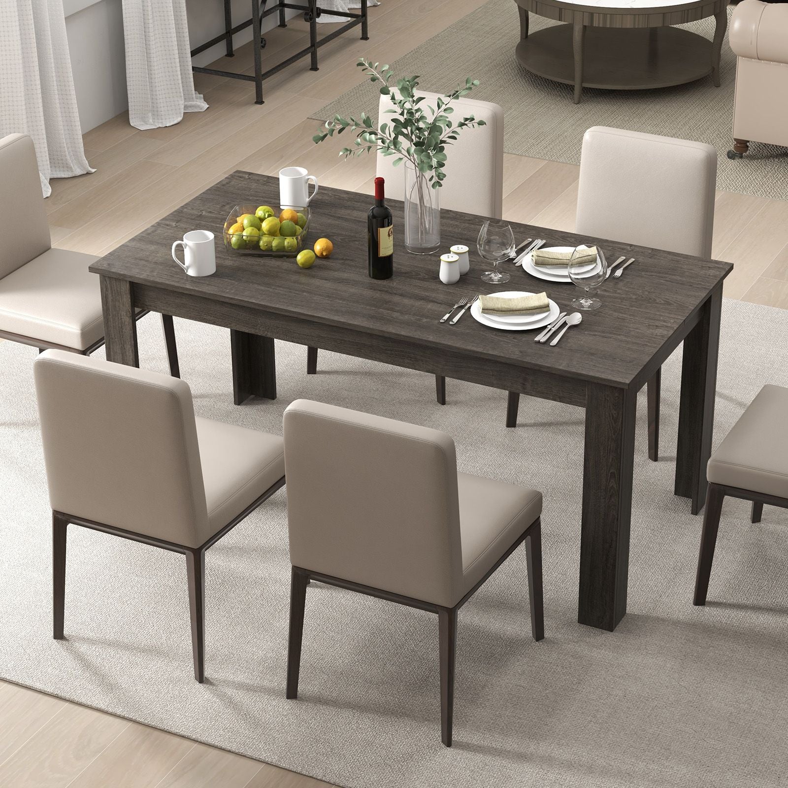 Modern Rectangular Kitchen Table for Breakfast Nook, Kitchen