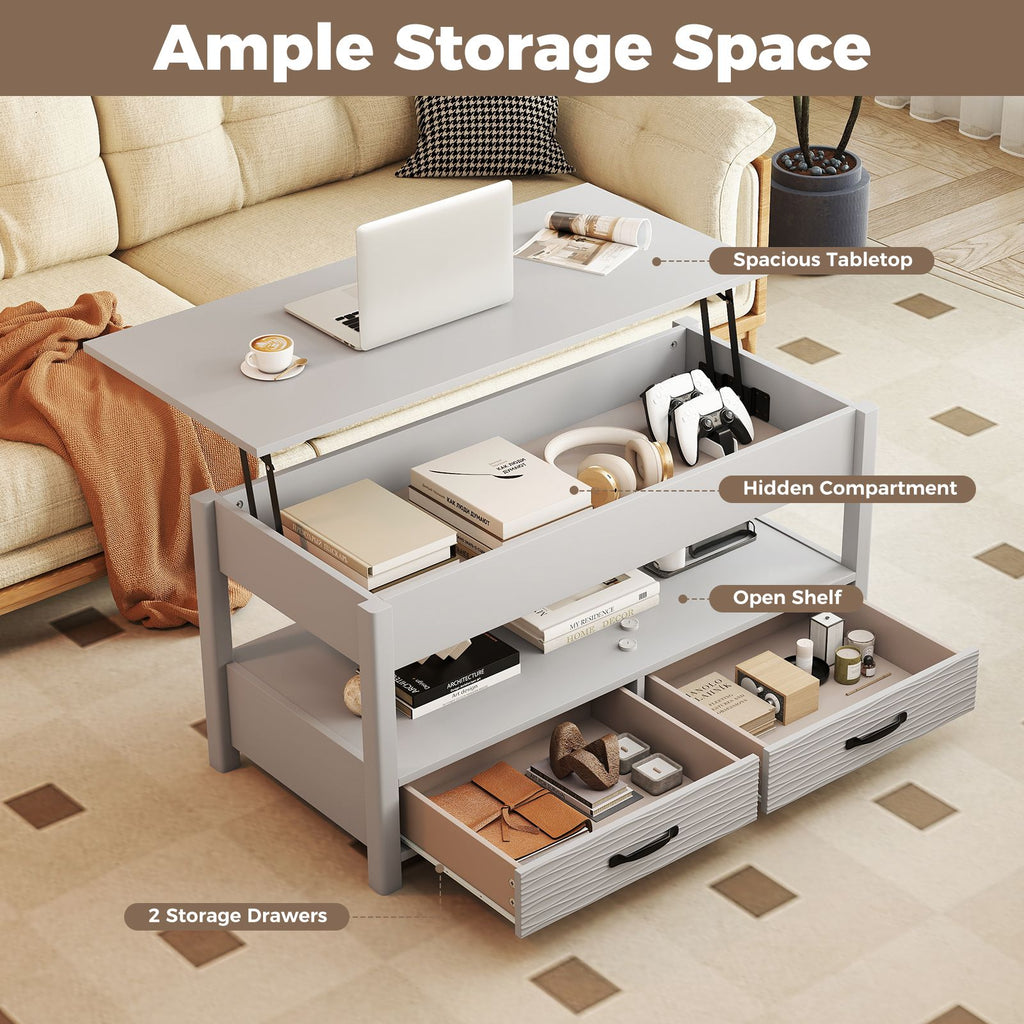 Lift Top Coffee Table Farmhouse Accent Table with Storage
