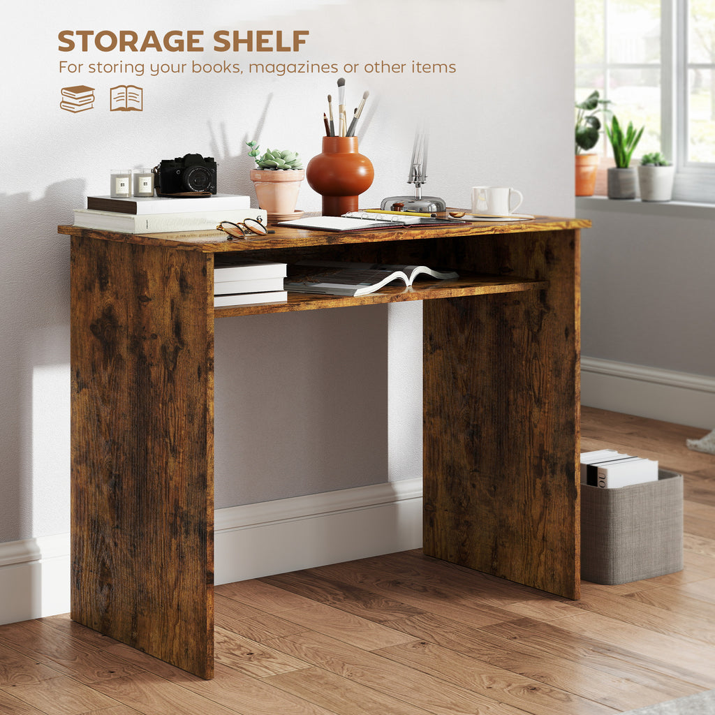 Writing Desk Laptop Table Workstation with Shelf Home Office Black Wood Grain