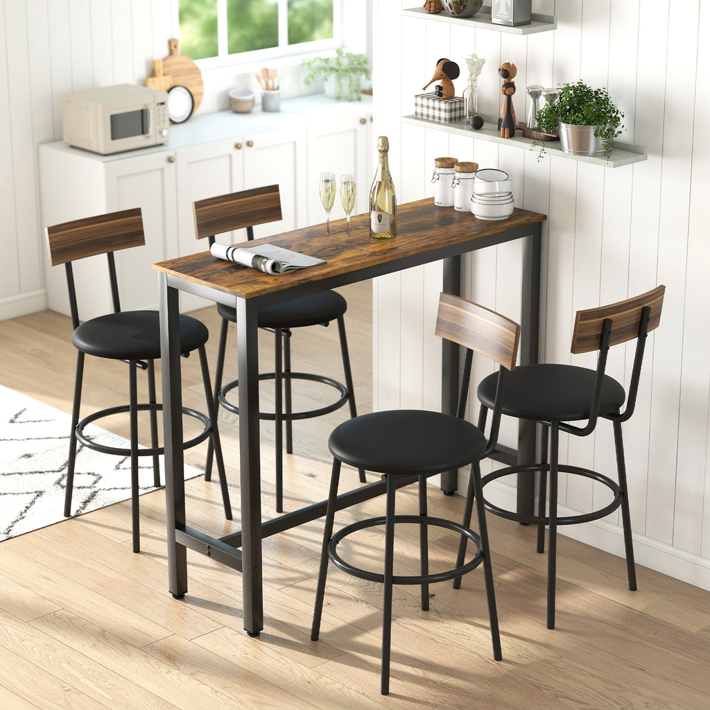 Bar Table Breakfast Dining Coffee Table W/ Adjustable Footpads