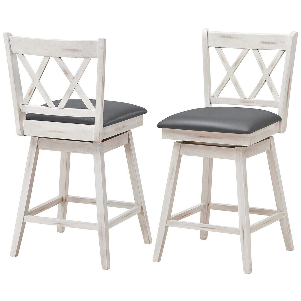 Set of 2 Counter Height Bar Stool with Ergonomic Backrest