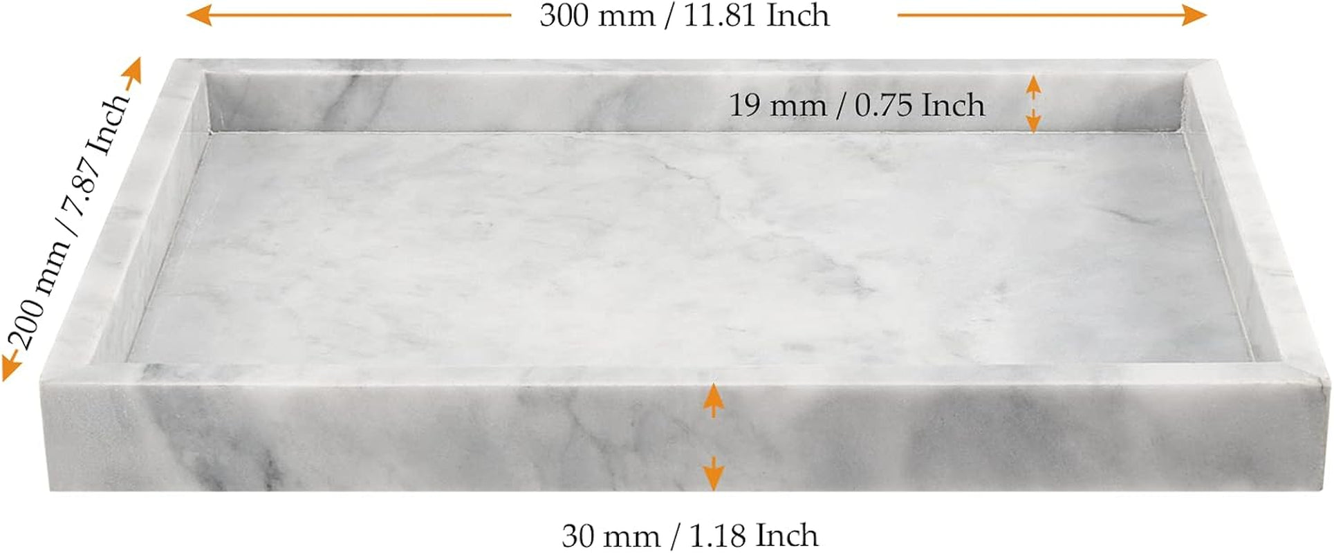 Rectangle Marble Bathroom Tray, 30 X 20 X 3Cm Marble Vanity Tray Marble Storage Plate Tray for Dressers