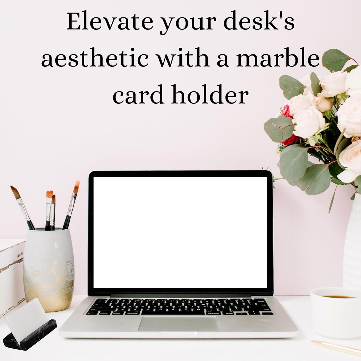 Business Card Holder for Desk - Marble Business Cards Holder for Desktop - Desk Organizers and Accessories -Display Stand for Office Organization