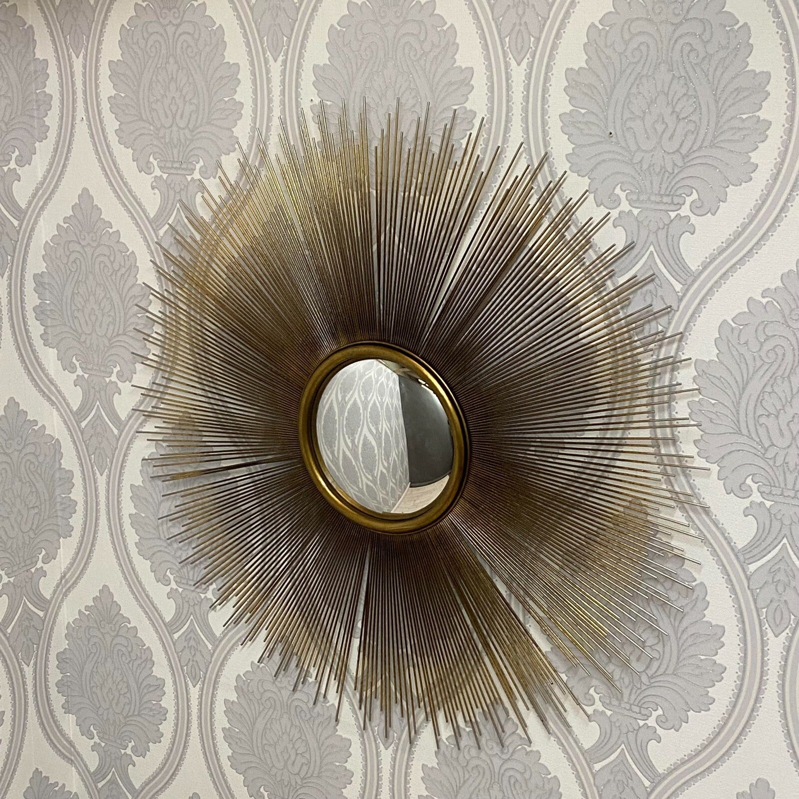 90Cm Industrial round Wall Mirror Metal Frame Vanity Gold Black Modern Decor UK