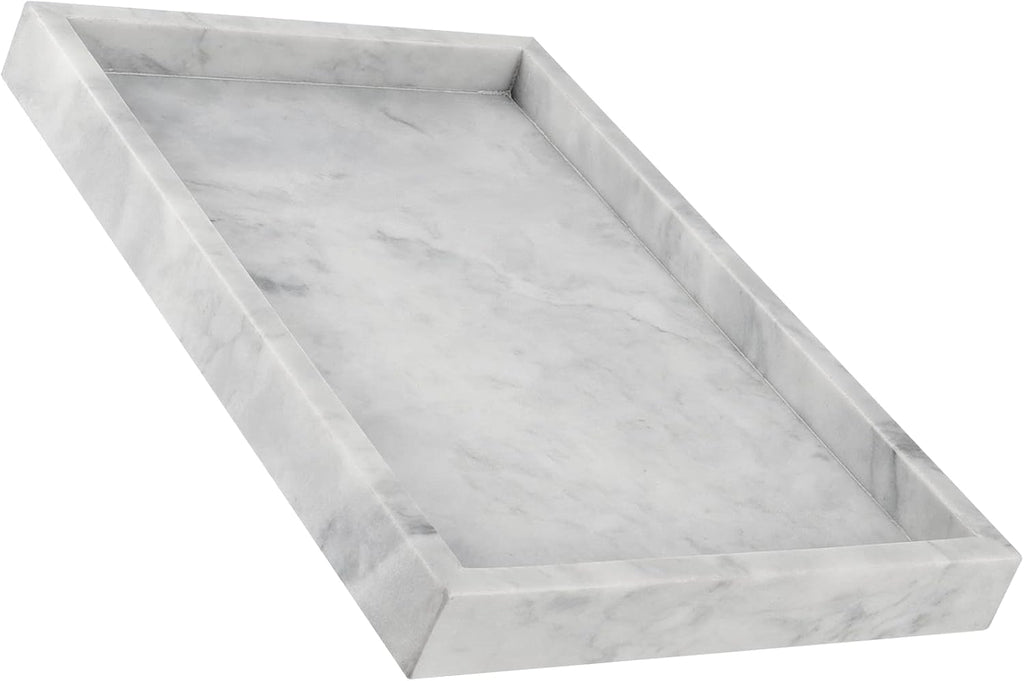 Rectangle Marble Bathroom Tray, 30 X 20 X 3Cm Marble Vanity Tray Marble Storage Plate Tray for Dressers