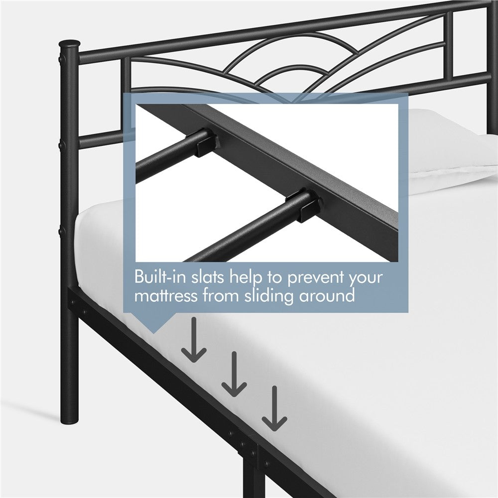3Ft Single Bed Frame Mattress Foundation Metal Iron Bed with Under-Bed Storage