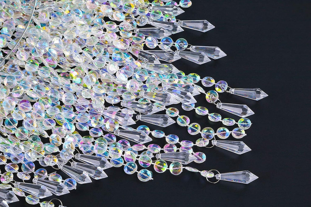Chandelier Light Shade for Ceiling Pendant Light, Easy Fit Crystal Lamp Shade Lampshade for Bedroom, Living Room, Hallway, Wedding or Party Decoration, Diameter 32 Cm, 3 Tiers