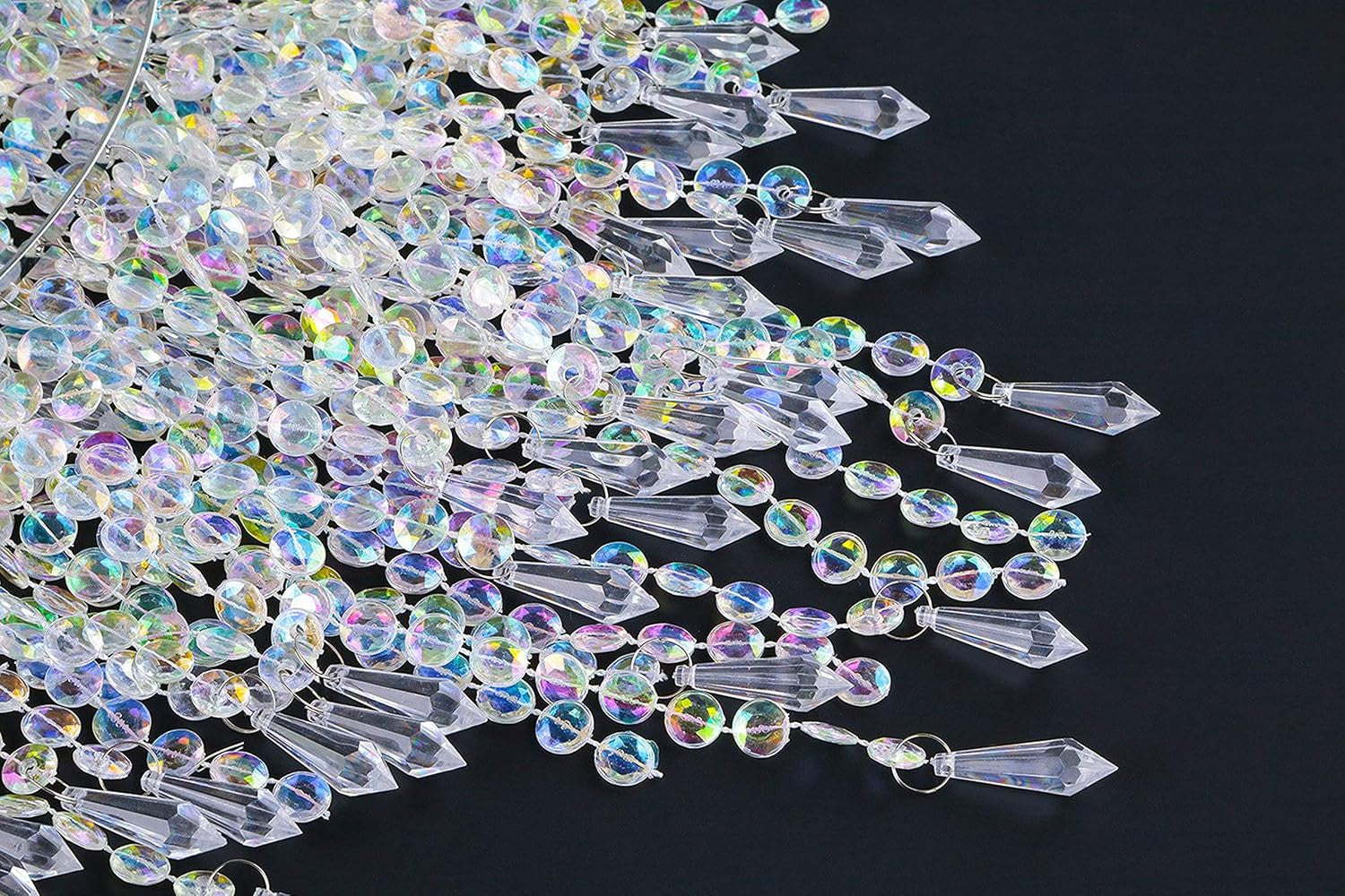 Chandelier Light Shade for Ceiling Pendant Light, Easy Fit Crystal Lamp Shade Lampshade for Bedroom, Living Room, Hallway, Wedding or Party Decoration, Diameter 32 Cm, 3 Tiers
