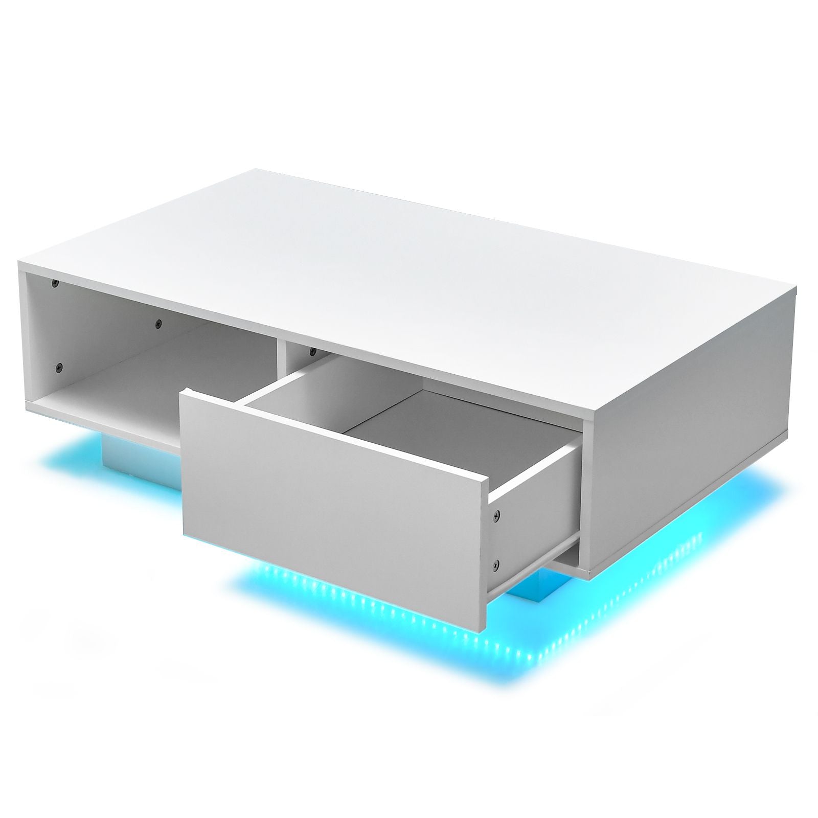 LED Coffee Table with 20 RGB Light Colors and Storage Shelf