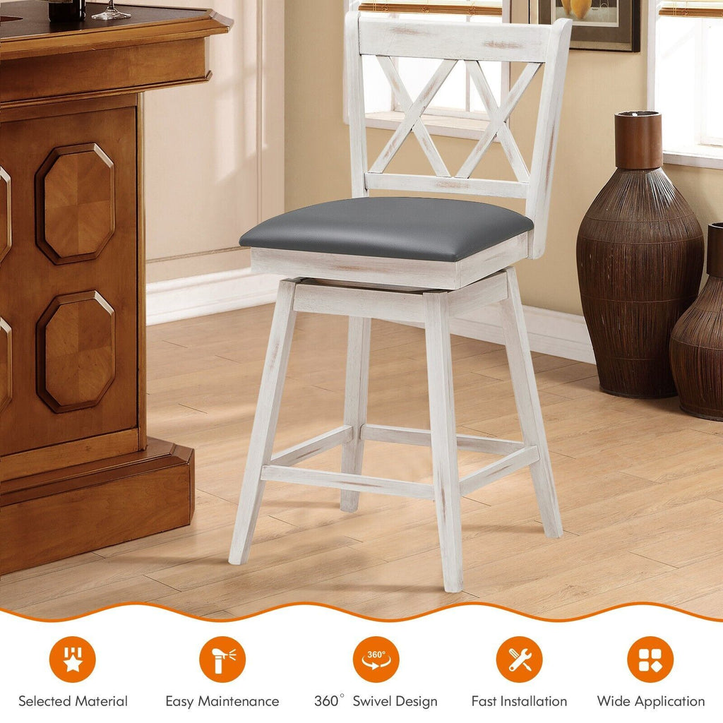 Set of 2 Counter Height Bar Stool with Ergonomic Backrest